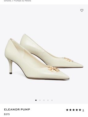 Tory Burch Eleanor Pointed Toe Pump in Ivory with Gold Logo